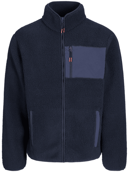 Jack & Jones Thatcher Fleece Jacket Sky Captain - Kurtki Męskie Duże Rozmiary - Kurtki Duże rozmiary 2XL-8XL