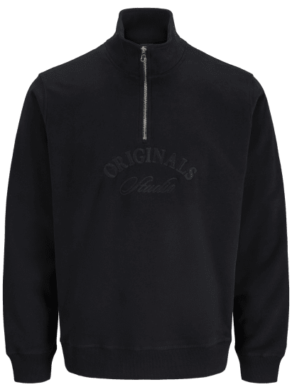 Jack & Jones Bleecker Branding High Neck Sweatshirt Black - Bluzy & bluzy z kapturem - Bluzy & Bluzy z kapturem 2XL-12XL