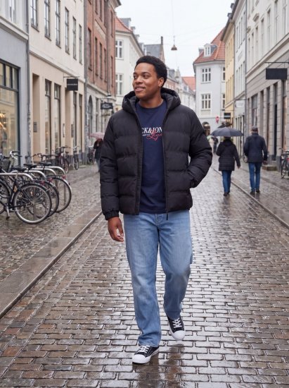 Jack & Jones Sage Kurtka pikowana Czarny - Kurtki Męskie Duże Rozmiary - Kurtki Duże rozmiary 2XL-8XL