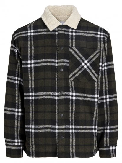 Jack & Jones Zac Teddy Koszula wierzchnia Zielony - Kurtki Męskie Duże Rozmiary - Kurtki Duże rozmiary 2XL-8XL