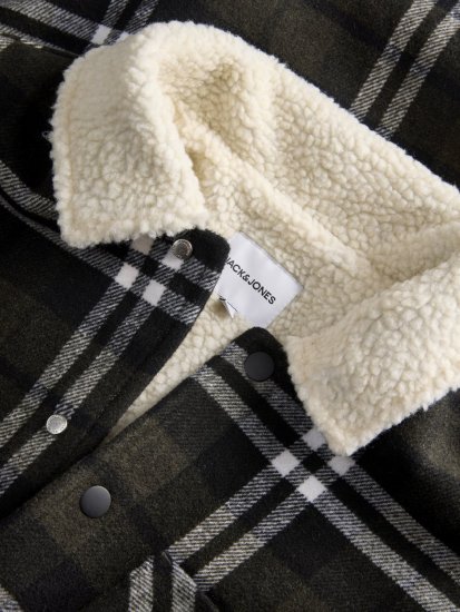 Jack & Jones Zac Teddy Koszula wierzchnia Zielony - Kurtki Męskie Duże Rozmiary - Kurtki Duże rozmiary 2XL-8XL