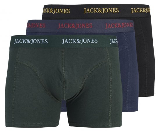 Jack & Jones Blaze Solid Bokserki 3-pak Czarny/Granatowy/Zielony - Bokserki - Bokserki 2XL-12XL