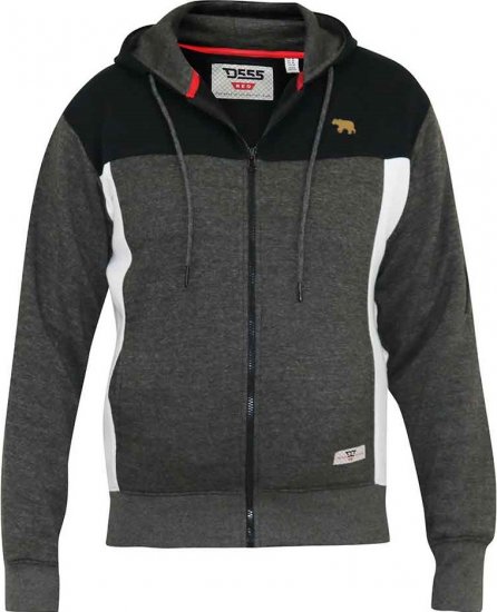 D555 NATHAN Full Zip Hoody With Cut And Sew Detail Black/Charcoal - Bluzy & bluzy z kapturem - Bluzy & Bluzy z kapturem 2XL-12XL
