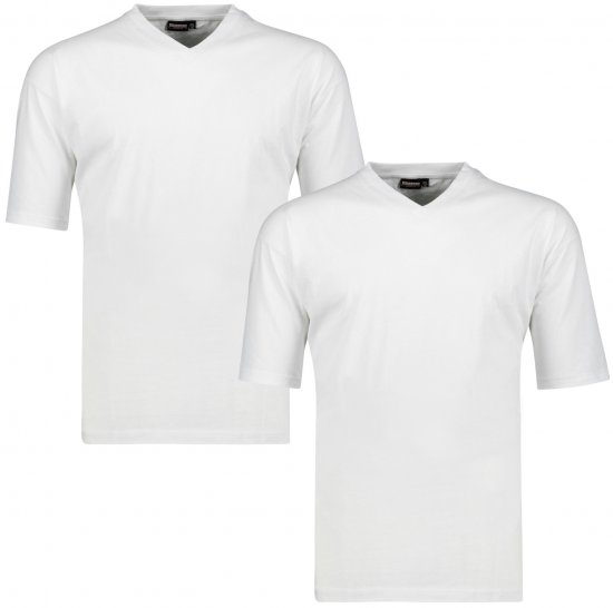 Adamo Maverick Comfort fit 2-pack V-neck T-shirt White - Koszulki - T-shirty meskie Duże Rozmiary - 2XL-14XL