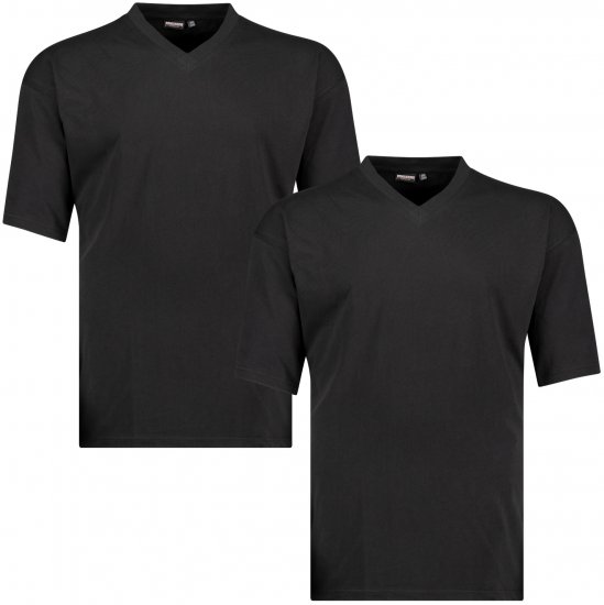 Adamo Maverick Comfort fit 2-pack V-neck T-shirt Black - Koszulki - T-shirty meskie Duże Rozmiary - 2XL-14XL