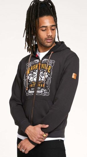 D555 KNEBWORTH Full Zip Hoody With Chest Print Black - Bluzy & bluzy z kapturem - Bluzy & Bluzy z kapturem 2XL-12XL
