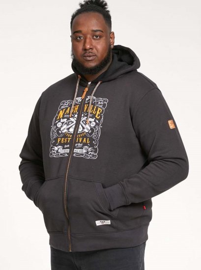 D555 KNEBWORTH Full Zip Hoody With Chest Print Black - Bluzy & bluzy z kapturem - Bluzy & Bluzy z kapturem 2XL-12XL