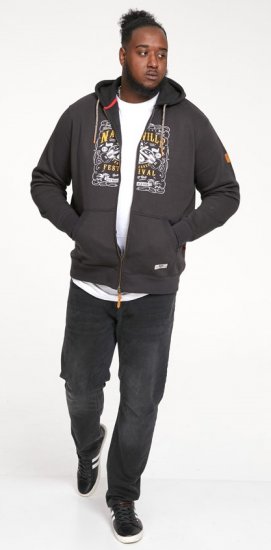 D555 KNEBWORTH Full Zip Hoody With Chest Print Black - Bluzy & bluzy z kapturem - Bluzy & Bluzy z kapturem 2XL-12XL