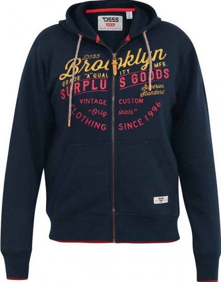 D555 WORCESTER Full Zip Hoody With Brooklyn Chest Print - Bluzy & bluzy z kapturem - Bluzy & Bluzy z kapturem 2XL-12XL