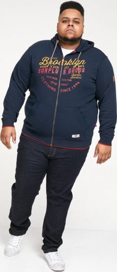 D555 WORCESTER Full Zip Hoody With Brooklyn Chest Print - Bluzy & bluzy z kapturem - Bluzy & Bluzy z kapturem 2XL-12XL