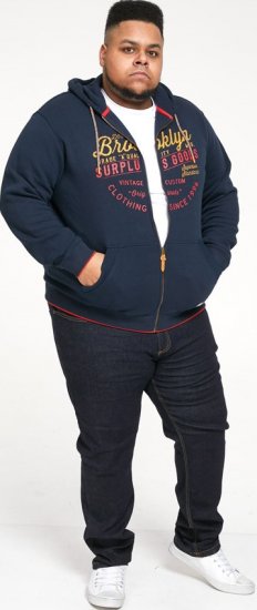 D555 WORCESTER Full Zip Hoody With Brooklyn Chest Print - Bluzy & bluzy z kapturem - Bluzy & Bluzy z kapturem 2XL-12XL