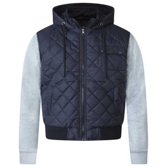 D555 Willie Hooded Quilted Jacket with Fleece sleeves - Kurtki Męskie Duże Rozmiary - Kurtki Duże rozmiary 2XL-8XL