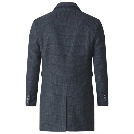 D555 Terry Checked Overcoat Charcoal - Kurtki Męskie Duże Rozmiary - Kurtki Duże rozmiary 2XL-8XL