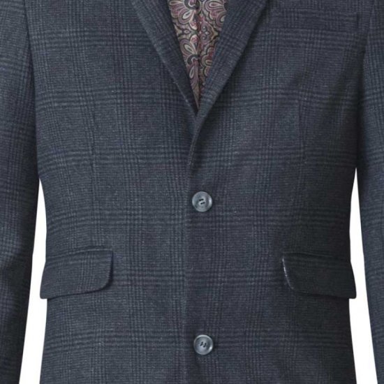 D555 Terry Checked Overcoat Charcoal - Kurtki Męskie Duże Rozmiary - Kurtki Duże rozmiary 2XL-8XL