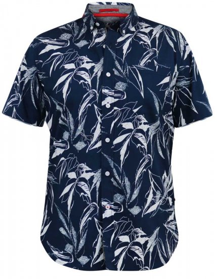 D555 FINLEY Hawaiian AO Print Shirt Navy - Koszule - Koszule 2XL-10XL