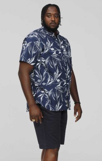 D555 FINLEY Hawaiian AO Print Shirt Navy - Koszule - Koszule 2XL-10XL