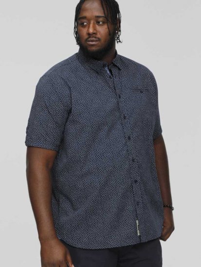 D555 BRODY S/S Micro AO Print Shirt Navy - Koszule - Koszule 2XL-10XL