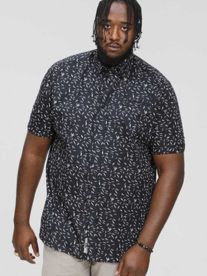 D555 BEAU S/S AO Leaf Print Shirt Navy - Koszule - Koszule 2XL-10XL