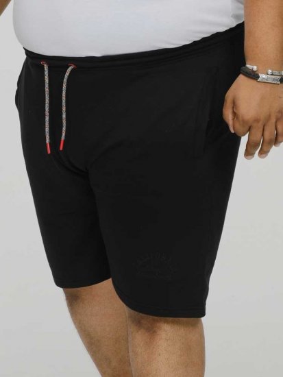 D555 STEFAN1 Elasticated Waist Loop Back Shorts Black - Dresy & spodenki dresowe - Dresy & Spodnie Dresowe 2XL-12XL