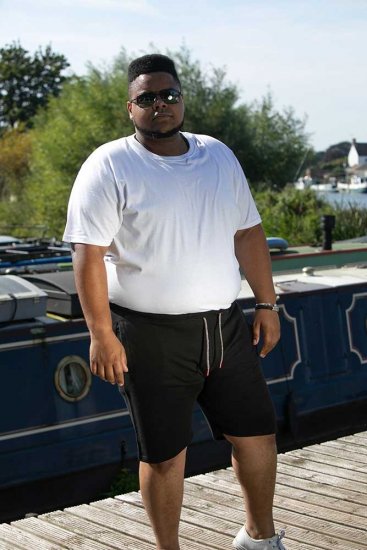 D555 STEFAN1 Elasticated Waist Loop Back Shorts Black - Dresy & spodenki dresowe - Dresy & Spodnie Dresowe 2XL-12XL