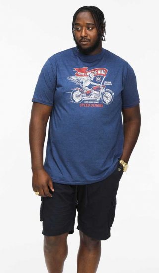 D555 BRADFORD Skeleton Biker Printed T-Shirt Navy - Koszulki - T-shirty meskie Duże Rozmiary - 2XL-14XL