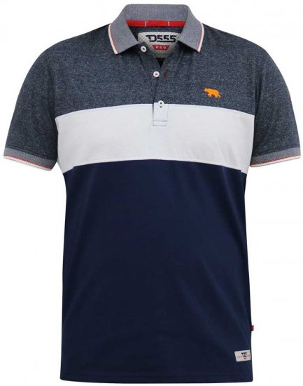 D555 EMERSON Cut And Sew Polo With Jacquard Collar Navy - Koszulki polo - Koszulki Polo 2XL-8XL