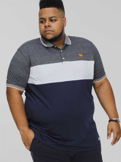D555 EMERSON Cut And Sew Polo With Jacquard Collar Navy - Koszulki polo - Koszulki Polo 2XL-8XL
