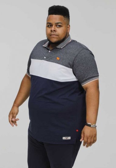 D555 EMERSON Cut And Sew Polo With Jacquard Collar Navy - Koszulki polo - Koszulki Polo 2XL-8XL
