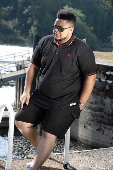 D555 SALFORD 2 Pique Polo Black - Koszulki polo - Koszulki Polo 2XL-8XL
