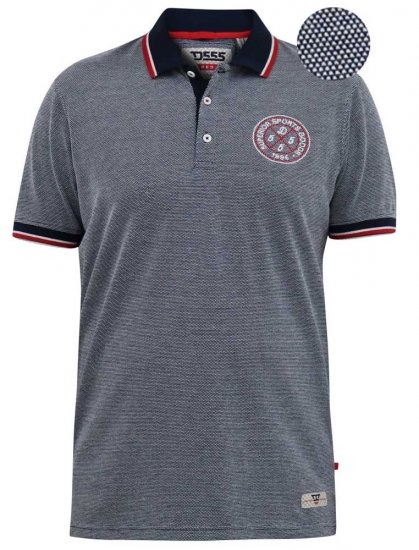 D555 KEMSTON Birds Eye Pique Polo Navy/White - Koszulki polo - Koszulki Polo 2XL-8XL