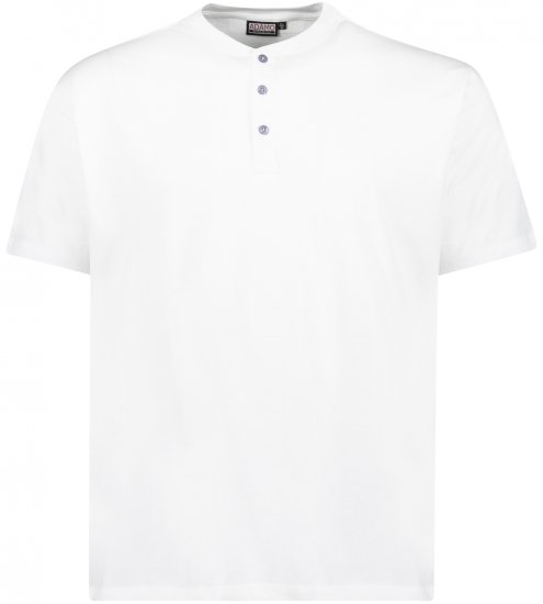 Adamo Silas Regular fit Serafino T-shirt White - Koszulki - T-shirty meskie Duże Rozmiary - 2XL-14XL