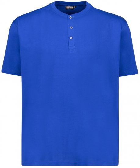 Adamo Silas Regular fit Serafino T-shirt Royal Blue - Koszulki - T-shirty meskie Duże Rozmiary - 2XL-14XL