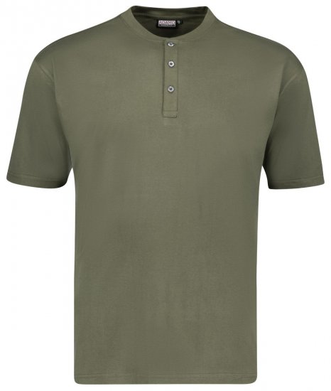 Adamo 139011 Koszulka Serafino Oliwkowa - Koszulki - T-shirty meskie Duże Rozmiary - 2XL-14XL