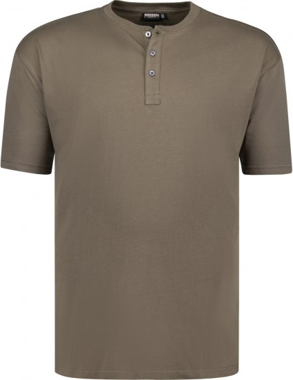 Adamo Silas Regular fit Serafino T-shirt Khaki - Koszulki - T-shirty meskie Duże Rozmiary - 2XL-14XL