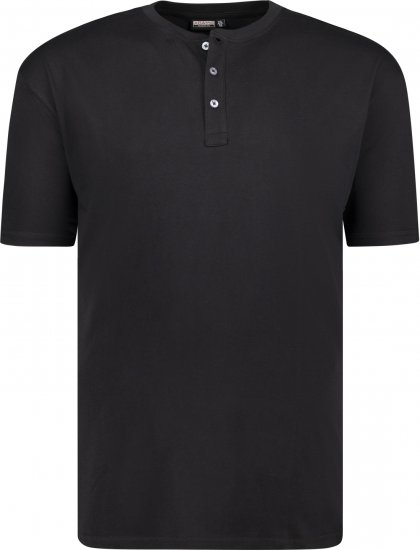 Adamo Silas Regular fit Serafino T-shirt Black - Koszulki - T-shirty meskie Duże Rozmiary - 2XL-14XL