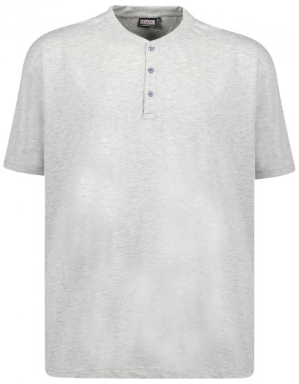Adamo Silas Regular fit Serafino T-shirt Grey - Koszulki - T-shirty meskie Duże Rozmiary - 2XL-14XL