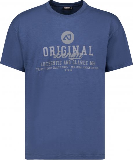 Adamo Sandro Regular fit Slub effect T-shirt Indigo Blue - Koszulki - T-shirty meskie Duże Rozmiary - 2XL-14XL