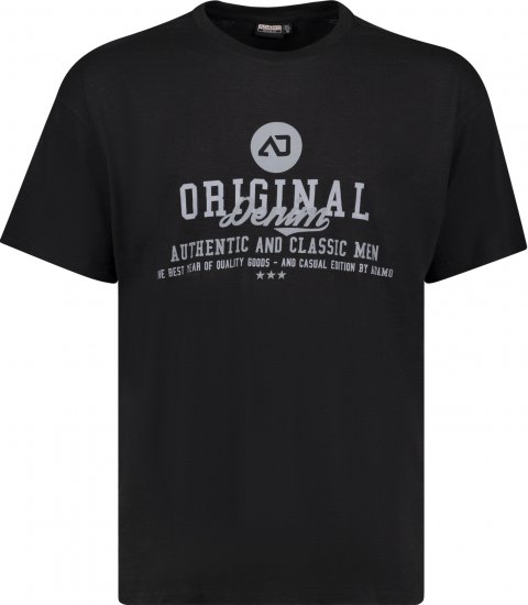 Adamo Sandro Regular fit Slub effect T-shirt Black - Koszulki - T-shirty meskie Duże Rozmiary - 2XL-14XL