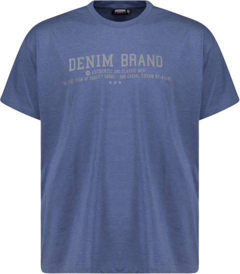 Adamo Simon Regular fit Printed T-shirt Denim Blue - Koszulki - T-shirty meskie Duże Rozmiary - 2XL-14XL