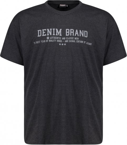 Adamo Simon Regular fit Printed T-shirt Charcoal - Koszulki - T-shirty meskie Duże Rozmiary - 2XL-14XL