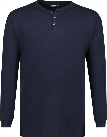 Adamo Sven Regular fit Serafino Long sleeve T-shirt Navy - Koszulki - T-shirty meskie Duże Rozmiary - 2XL-14XL