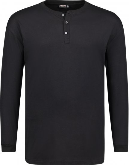 Adamo Sven Regular fit Serafino Long sleeve T-shirt Black - Koszulki - T-shirty meskie Duże Rozmiary - 2XL-14XL