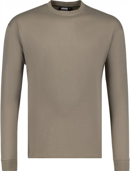 Adamo Floyd Comfort fit Long sleeve T-shirt Khaki - Koszulki - T-shirty meskie Duże Rozmiary - 2XL-14XL