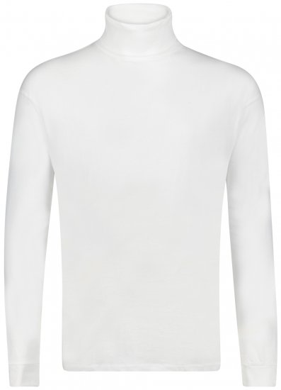 Adamo Fabio Comfort fit Turtleneck Long sleeve T-shirt White - Koszulki - T-shirty meskie Duże Rozmiary - 2XL-14XL
