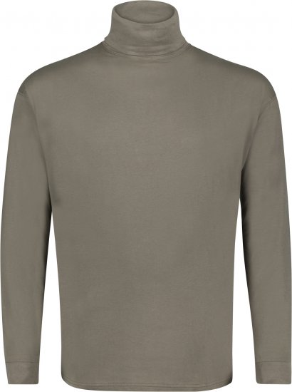 Adamo Fabio Comfort fit Turtleneck Long sleeve T-shirt Khaki - Koszulki - T-shirty meskie Duże Rozmiary - 2XL-14XL