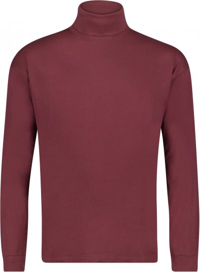 Adamo Fabio Comfort fit Turtleneck Long sleeve T-shirt Burgundy - Koszulki - T-shirty meskie Duże Rozmiary - 2XL-14XL