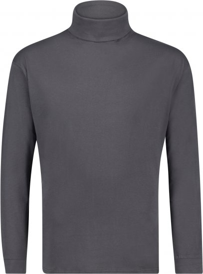 Adamo Fabio Comfort fit Turtleneck Long sleeve T-shirt Charcoal - Koszulki - T-shirty meskie Duże Rozmiary - 2XL-14XL