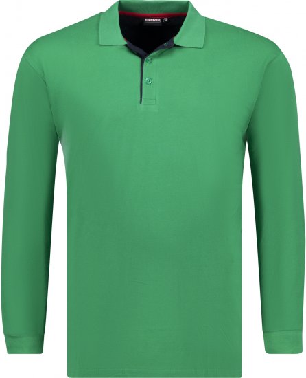Adamo Peter Comfort fit Long sleeve Polo Green - Koszulki polo - Koszulki Polo 2XL-8XL