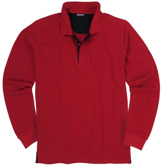 Adamo Peter Comfort fit Long sleeve Polo Red - Koszulki polo - Koszulki Polo 2XL-8XL