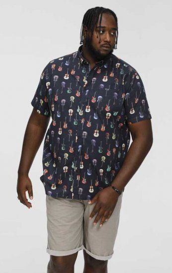 D555 BARRATT Guitar AO Printed Button Down Collar S/S Shirt - Koszule - Koszule 2XL-10XL